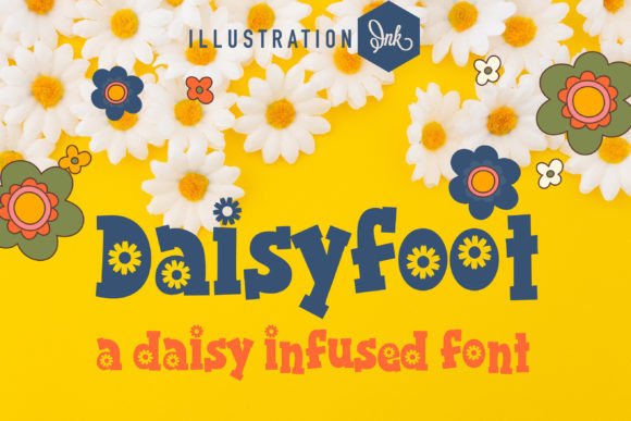 Daisyfoot Font: A Bold Serif Display Typeface with Daisy Motifs